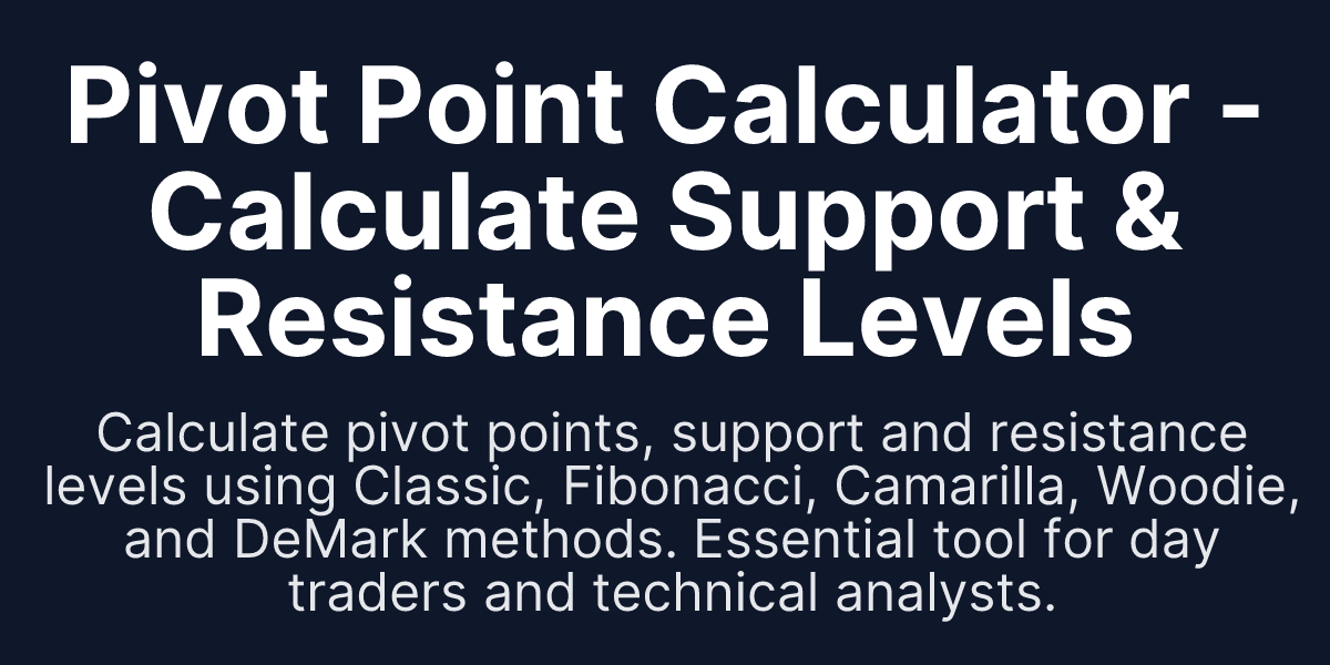 Pivot Point Calculator - Calculate Support & Resistance Levels ...